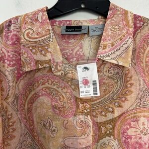Maggie Barnes Women Paisley Button Up Top & Tank Size 22W Orange Long Sleeve NWT
